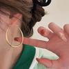 1 Pair Women Ear Hoop Exaggerated Style Large Hoop Earrings Smooth Surface Solid Color