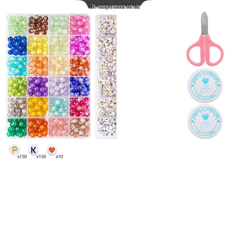 8mm Crackle Bead Bracelet Set: DIY Jewelry Flower Bead Accessories, Lampwork Crystal Loose Beads.