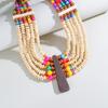 Fashion Personalized Wood Bead Handmade Beaded Necklace Exaggerated Retro Necklace National Style Accessories