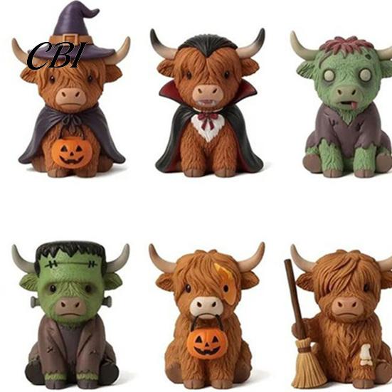 Stocking Stuffers for Kids Halloween Highland Cow Advent Calendar, 24 Days Surprise Countdown Calendar with Souvenirs Mini Acrylic Ornaments,