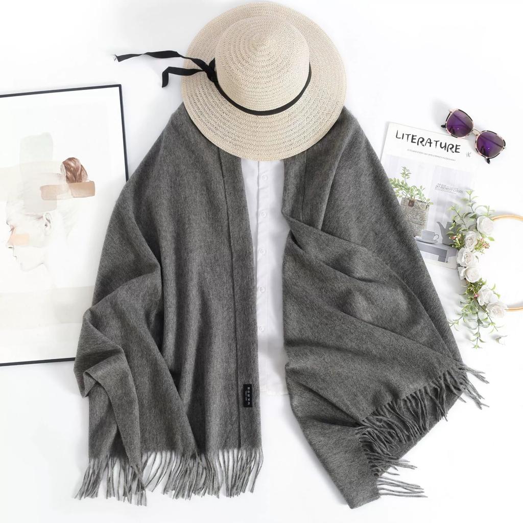 Осень и Зима Однотонная Шаль 100% Шерсть Теплый Длинный Шарф Кондиционированный Утолщенные Шарфы Женские Кашемировые Шарфы