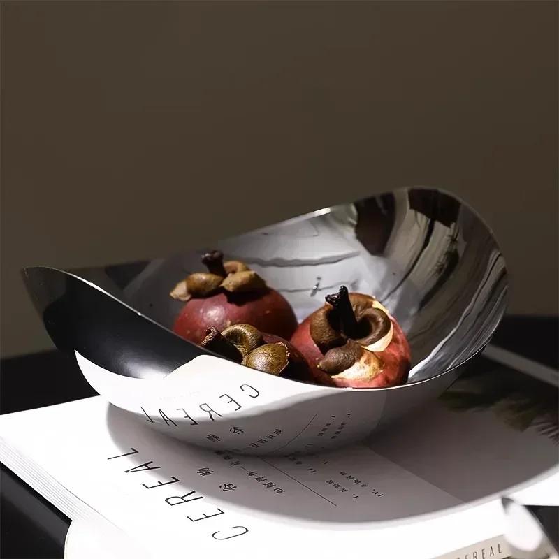 Роскошная миска для закусок и фруктов из нержавеющей стали 304, большое блюдо для подачи салата, поднос для фруктов, для хранения дома, гостиной, кухни, кофейни