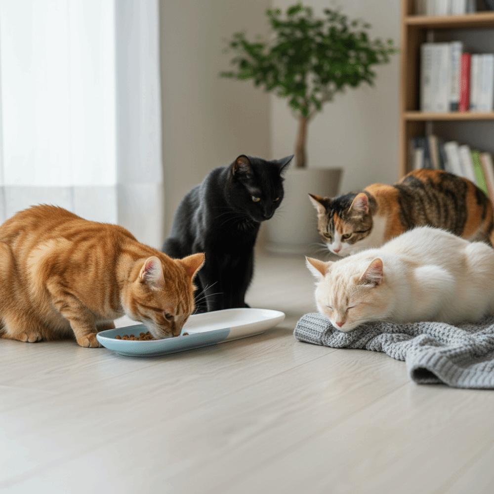 Long Multi-Cat Shared Eating Bowl Ceramic Dog Food Water Container for Kitten/Puppy/Bunny