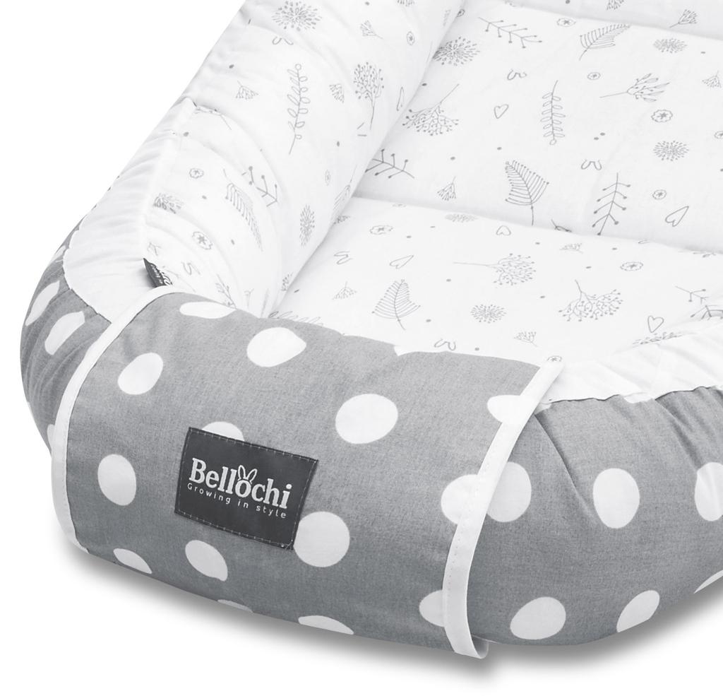 Bellochi Baby Nest Pod Baby Sleep Pod for Newborn - 100% Cotton - Oeko-TEX Certified - 90x60x12cm - with Protective Edges - dotti bello