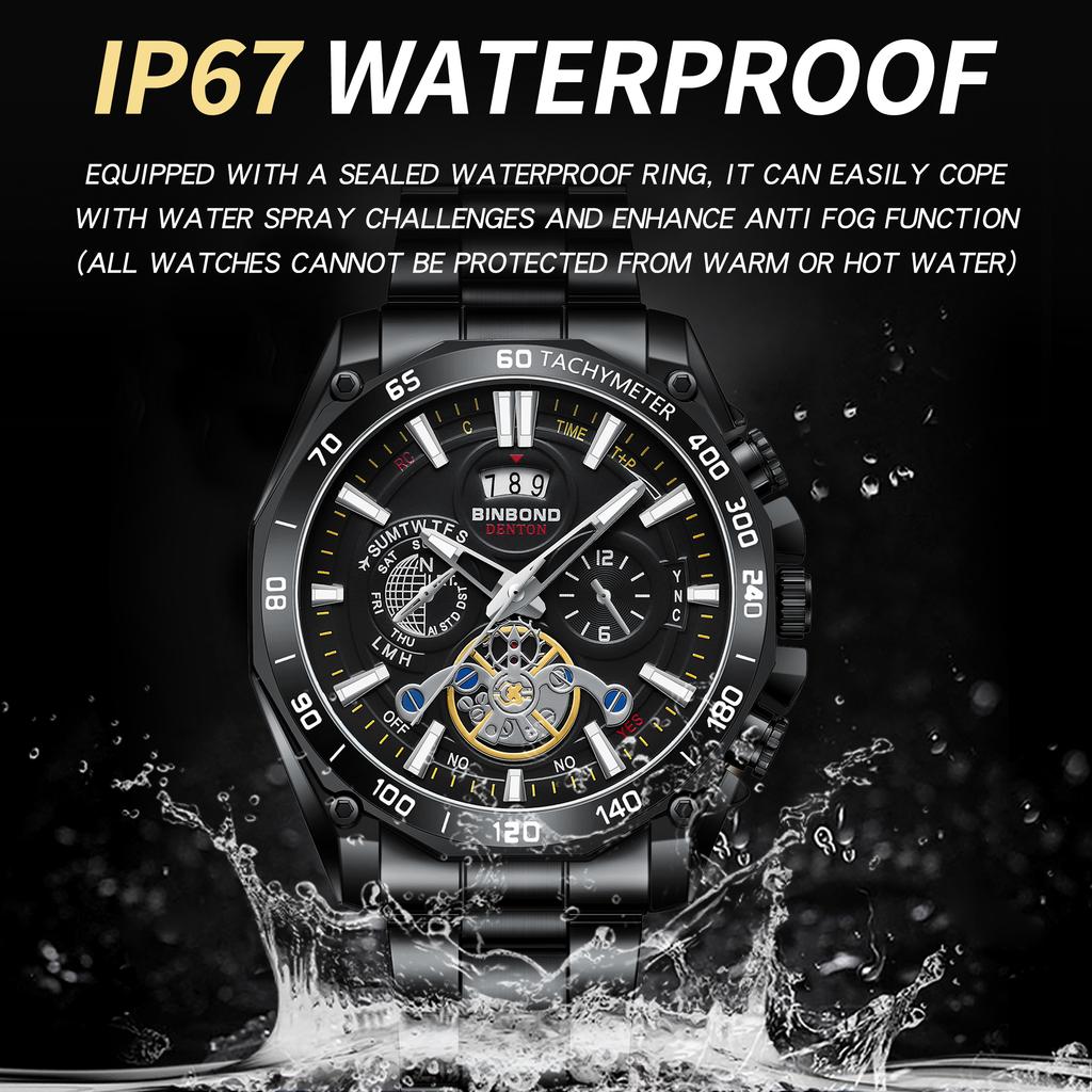 BINBOND Original Brand Luxury Quartz Watches For Men Luminous Waterproof Auto Date Precise Durable Men's Watch Reloj