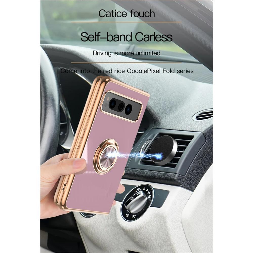 Ударопрочный чехол-держатель для телефона с кольцом для Google Pixel Fold, защитная задняя стенка, роскошный чехол с полной защитой