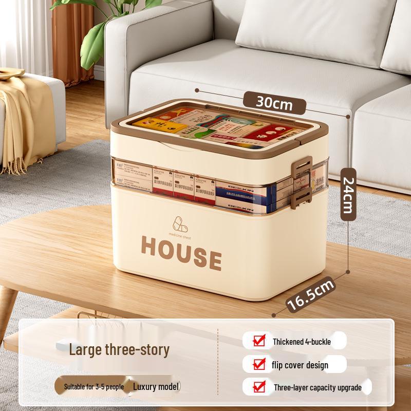 Large Multi-Layer Medicine Storage Box - Portable Family First Aid Kit