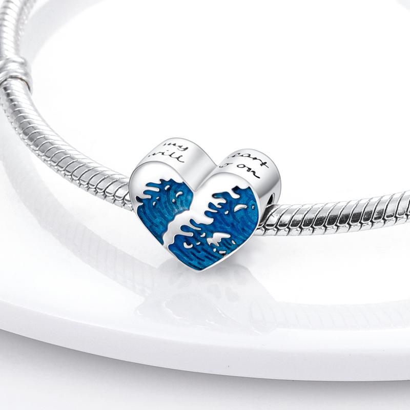 Шармы Platasummer Морские Элементы Волна Сердце Бусины Подходят для Оригинальных Браслетов Шармы Для Женщин Изготовление Украшений Подарки