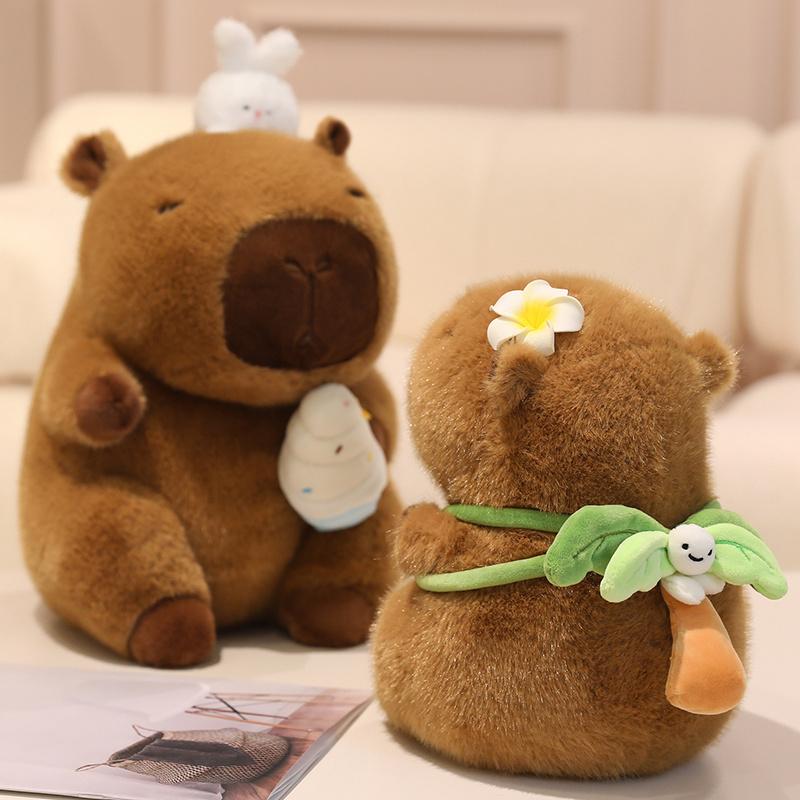 22Cm Cute Kapibala Capybara Plush Toy Cartoon Capybara Holding Ice Cream Coconut Stuffed Soft Animal Pillow Doll Creative Gift
