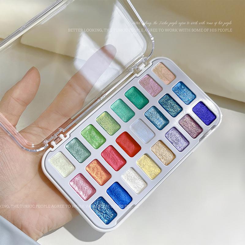 24 цвета сплошной пигмент для ногтей Aurora Pearly Nail Art акварельная металлическая палитра Paint Draw Chrome Chameleon Powder Nail Setgradie