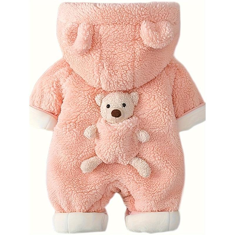 [Теплый комбинезон] Теплый комбинезон с капюшоном, Детская зимняя одежда | Декор в виде медвежонка для новорожденного, Детская одежда для мальчиков и девочек