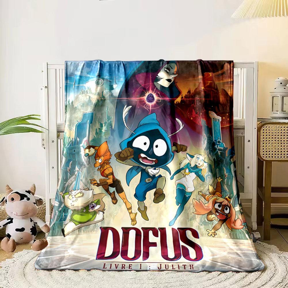 A group of animated characters in action poses, with a sinister figure above. for all seasons blanket lunch break throw gift