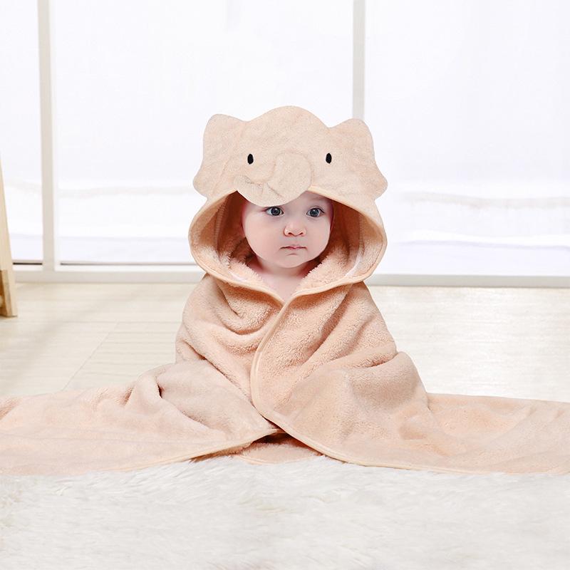 Newborn Cartoon Hooded Swaddle Blanket - Absorbent Coral Fleece for Spring & Autumn