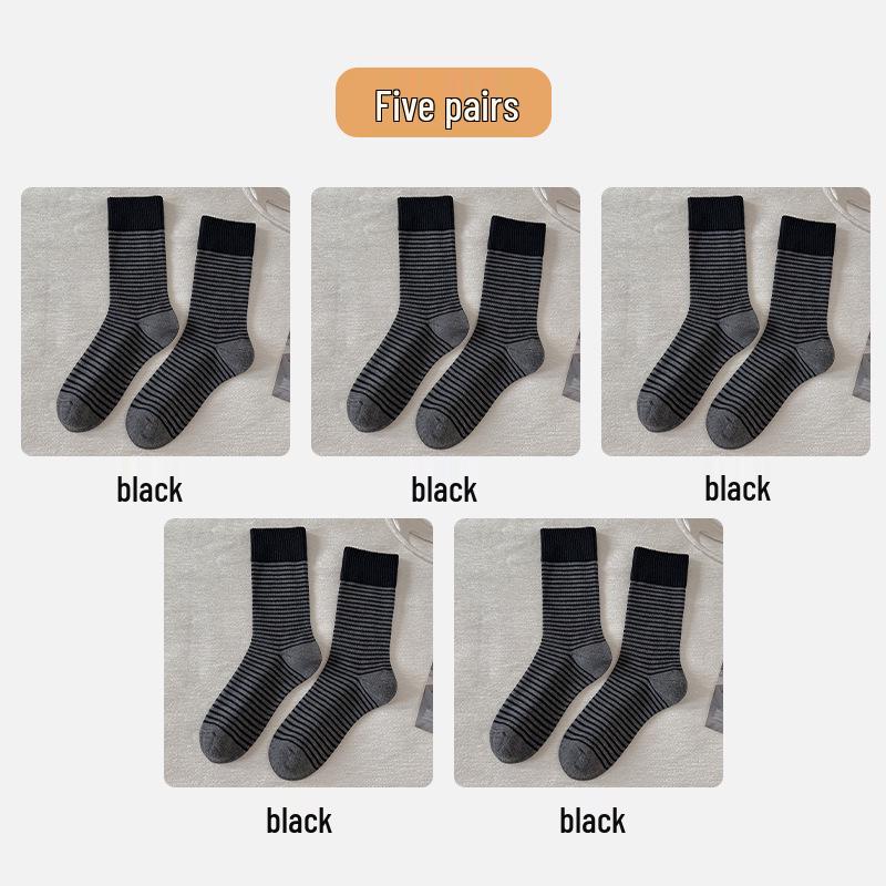 Женские полосатые шерстяные носки до середины икры - Теплые и холодостойкие для осени и зимы