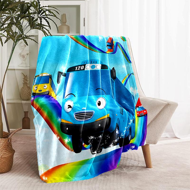 1pc Blanket Tayo the Little Bus Print Design, Lightweight Blanket for Sofa, Bed- Soft &Warm, Gift for All Seasons like Christmas, Halloween