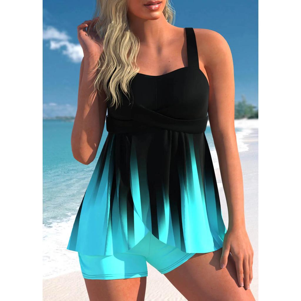 2024 женские пляжные купальники с модным принтом, танкини, модные сексуальные купальники, комплект бикини, летний плавательный комплект из двух предметов