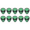 10Pcs Embroidered Patch Alien Head Shape Decorative Fabric Sticker Green for Clothes