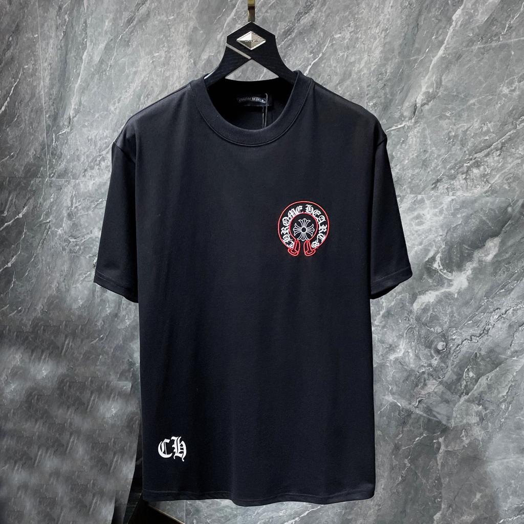 8241 CHROME HEARTS Лето 2026 Новая Высококачественная Хлопковая Круглый Вырез Свободная Большого Размера Мужская и Женская Футболка Футболка для Пары