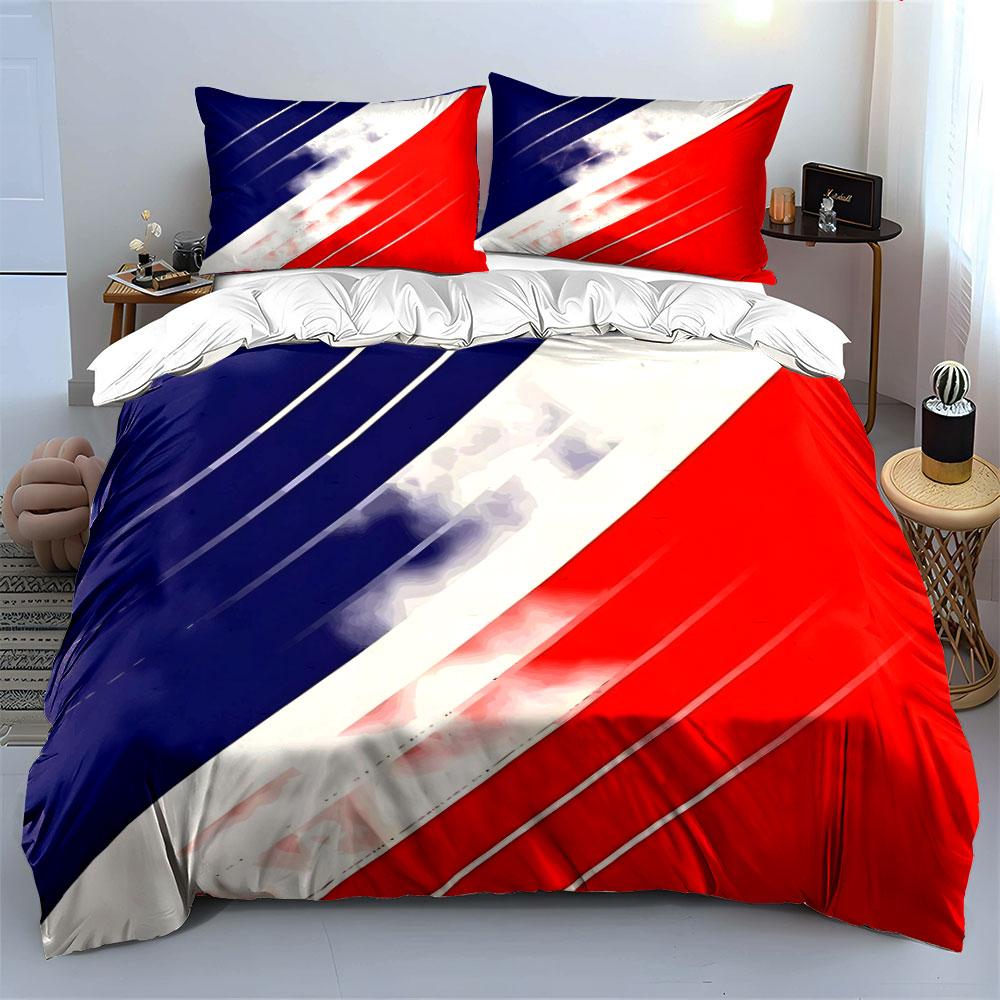 Diagonal red, white, blue stripes. Bedding sets Duvet cover sets Duvet covers Pillowcases(1*Duvet Cover 2*Pillowcases without duvet insert)