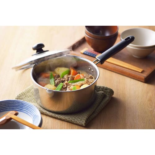 Yoshikawa SJ3357 Stainless Steel Two-Tier Steamer, 18cm, for Steamed Food, Gas and Induction Compatible