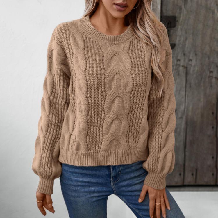 Autumn Winter Vintage Cardigan Sweater Top Loose Long Sleeve O Neck Solid Color Knitwear