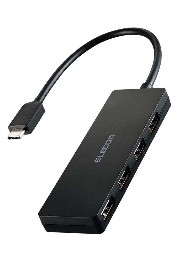 Elecom USB Hub USB2.0 USB-C Connection 4 Ports Bus Powered 15cm Cable Black U2HC-H040BK
