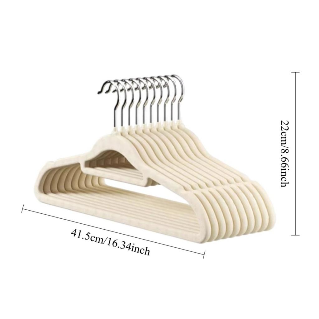 10Pcs Space Saving, Velvet Non-Slip Clothes Hangers, Heavy Duty with 360 Degree Swivel Hook for Clothing, Suit