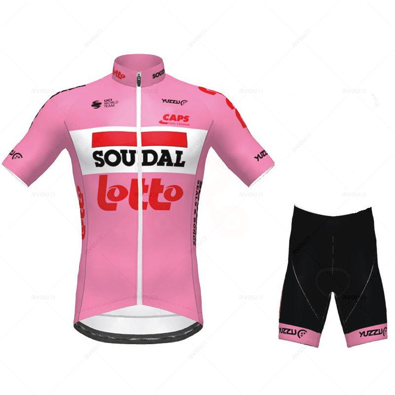 Комплект мужской велосипедной майки с коротким рукавом Lotto Soudal, Дышащая велоодежда, Костюм велосипедной команды, Летний дышащий комплект для велоспорта