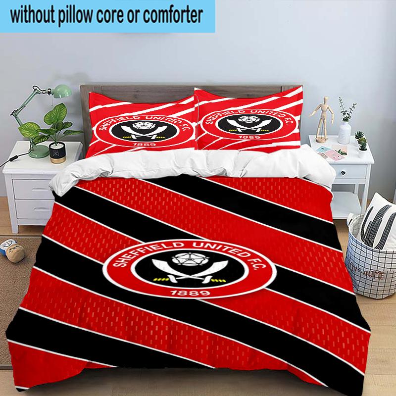 3PCS Global Football Club Sheff Bedding Set,Including 1pc Duvet Cover And 2pcs Pillowcases Perfect for Bedroom, Dormitory, Fan Christmas gift
