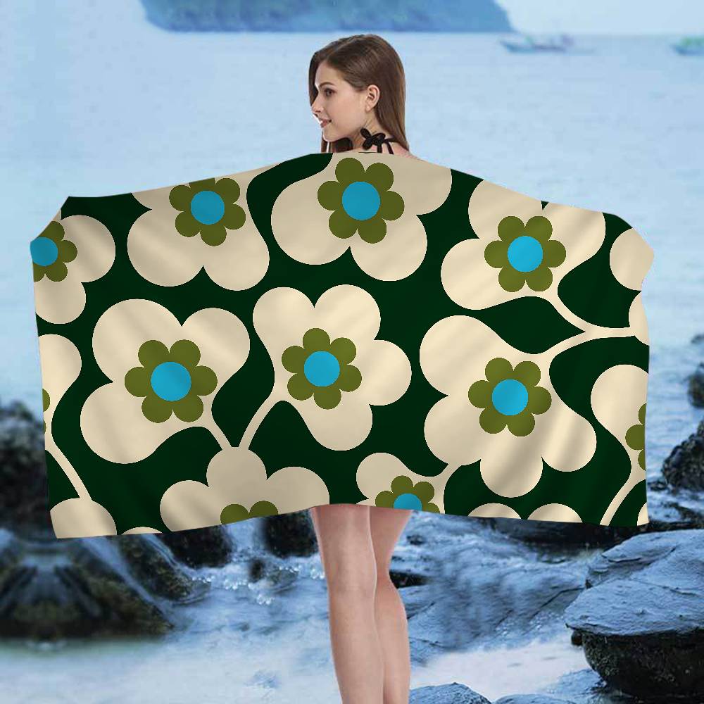 Orla Kiely Leaf Flower Big Microfiber Beach Towels Quick Dry Towel Sand Beach Towels Pool Towel for Travel Swim Pool Yoga