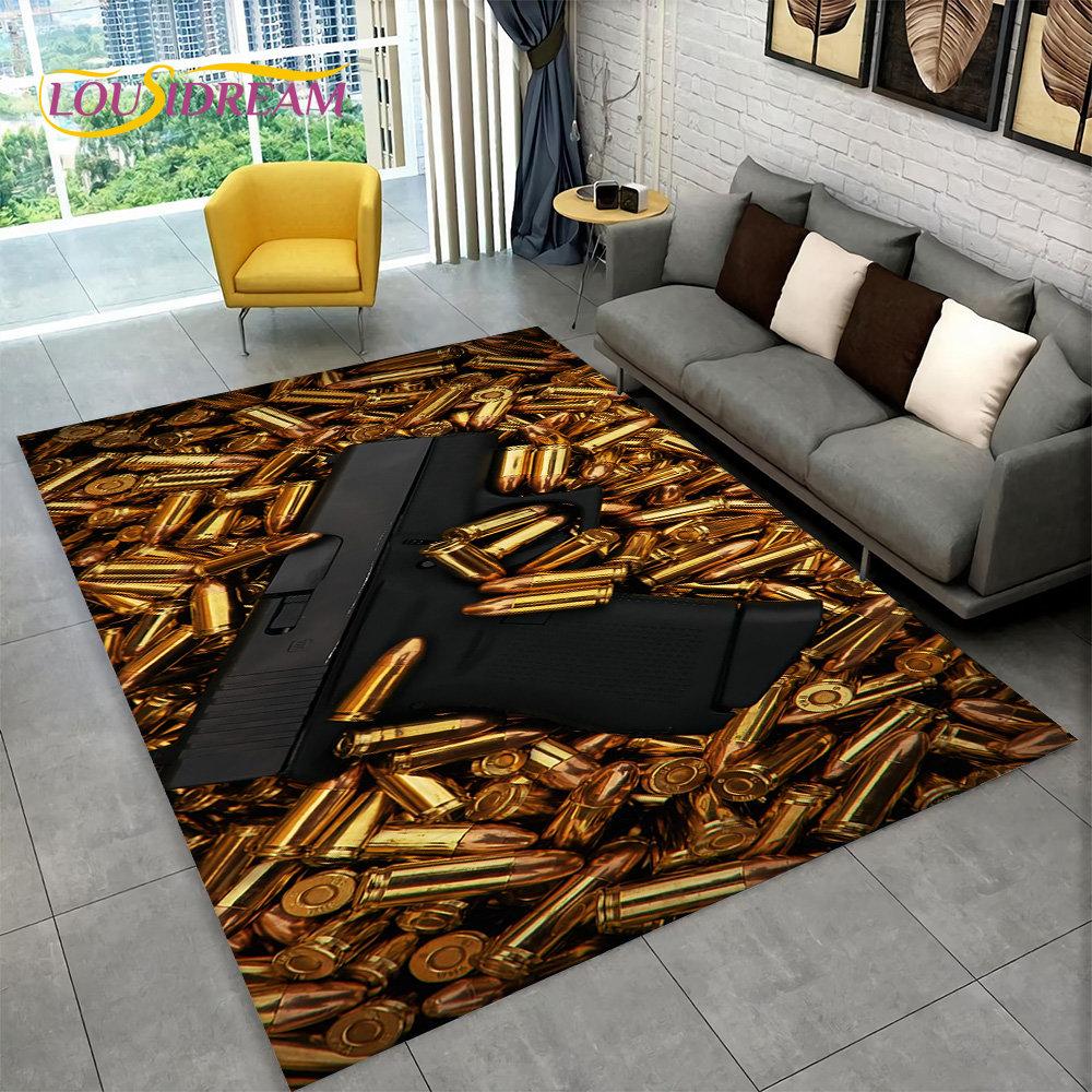 3D штурмовая винтовка, пистолет, патрон, коврик для пистолета, коврик для дома, гостиной, спальни, дивана, коврик для двери, декор, детский нескользящий напольный коврик