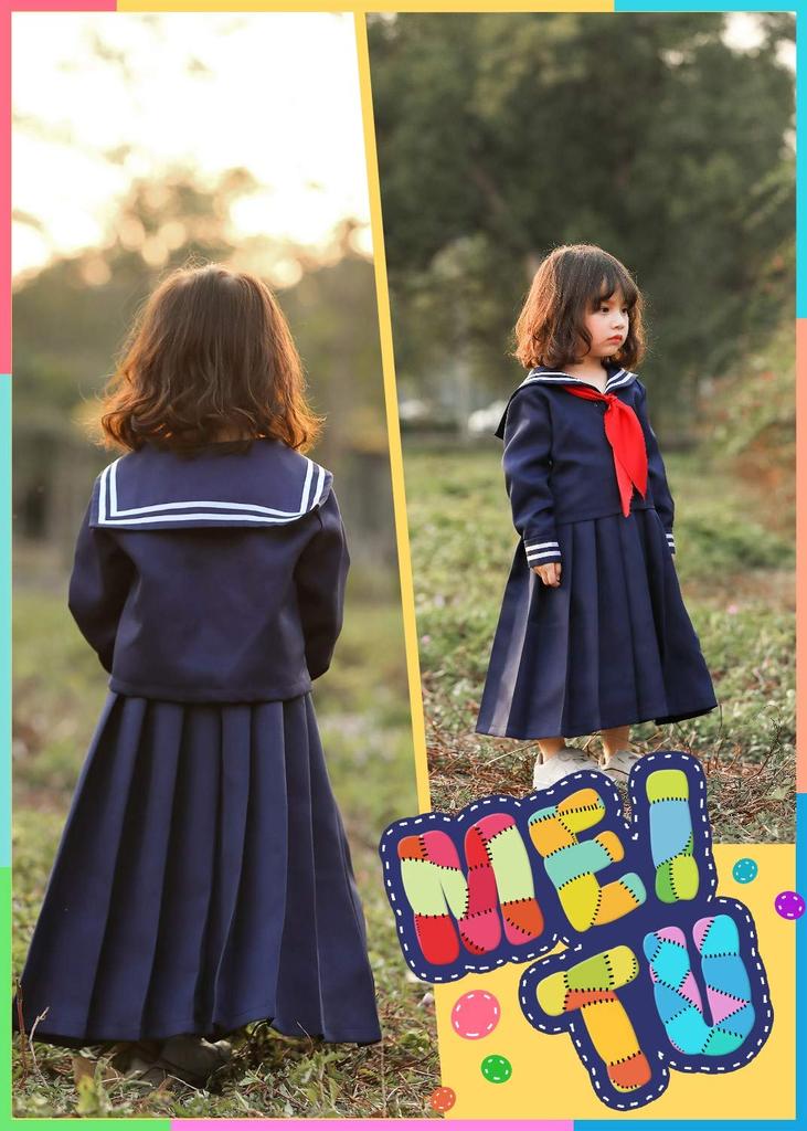 Sailor Uniform Halloween Long Long Sukeban Plus Cute Navy Costume Cultural Performances Kids' Costume, Sleeves, Sleeves, Style, Size, Blue, Kids'