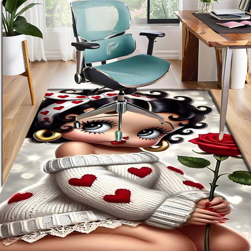Betty Boop Pattern Rug, Indoor/Outdoor Mat, for Picnic, Gameroom, Bedroom, Office, Living Room, Home Decor Carpet, Birthday Gift