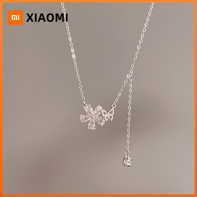 Xiaomi Huitan Exquisite Flower Necklace for Women Inlaid Dazzling Crystal CZ Temperament Sweet Neck Accessories Gift Butterfly Jewelry