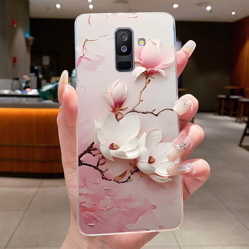 For Samsung A6+ A6 2018 SM-A605G A600F Back Cover For Samsung Galaxy A6 Plus 2018 Case Clear Fashion Butterfly Flower Phone Case