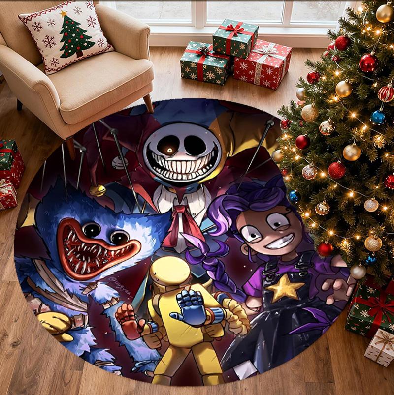 Huggy Wuggy Pattern Round Rug, Indoor/Outdoor Mat, for Picnic, Gameroom, Bedroom, Office, Living Room, Home Decor Carpet, Birthday Gift