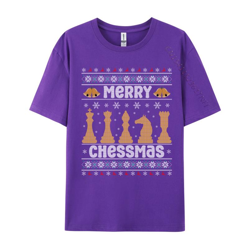 Merry Chessmas Ugly Chess Player Christmas Tshirts Retro Boy Top Tshirts Crewneck Combed Cotton Tops Shirt Tops Tees Casual