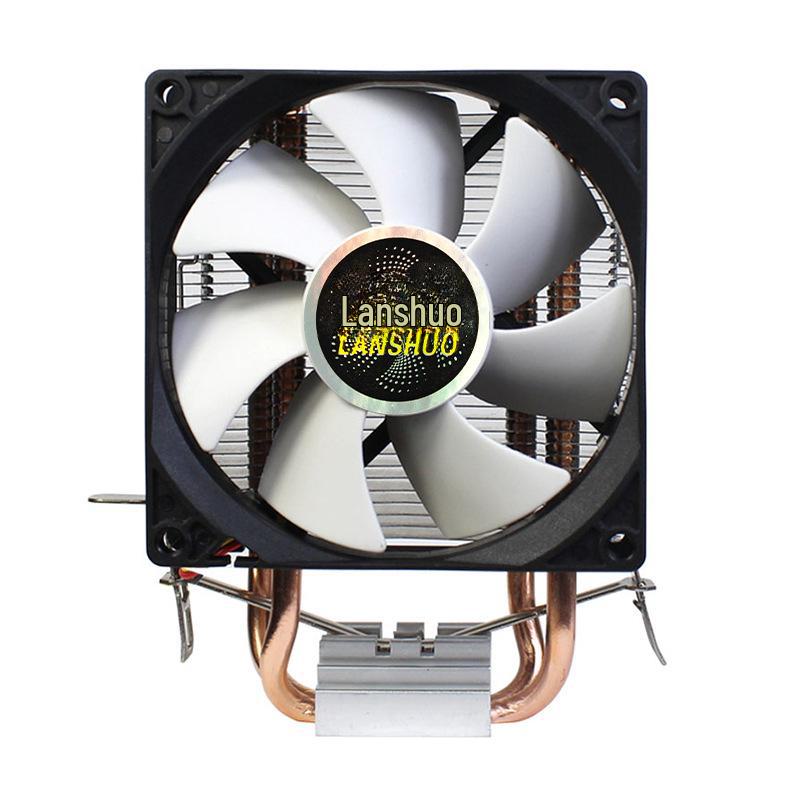 Радиатор для ЦП 12-го поколения с двумя медными трубками, бесшумный вентилятор со светодиодной подсветкой для настольных ПК, совместимый с сокетами 1150/1366/1700.