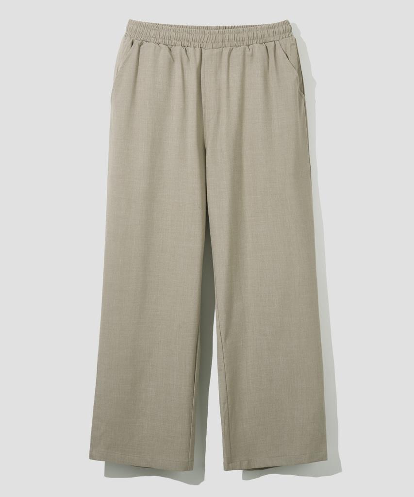 AGOD Wide Elastic Waist Slacks [Beige]