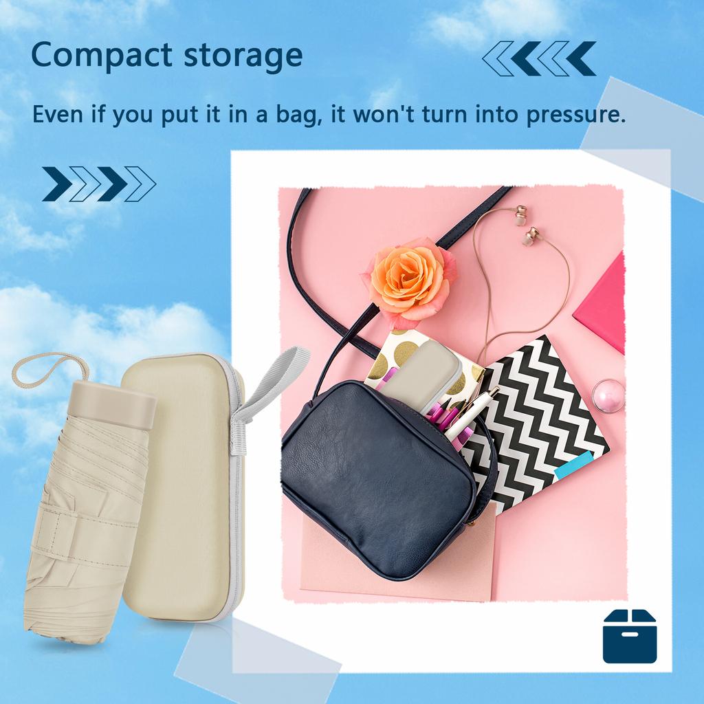 Mini Capsule Umbrella 6 Folding Windproof UV Protection Travel Folding Umbrella Small and Portable Solid Color Pocket Sunshade