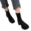 Leather Women Snow Ankle Boots Mid Heels Designer Shoes Winter Chunky Classic Motorcycle Boots 2024 Trend Goth Mujer Zapatillas