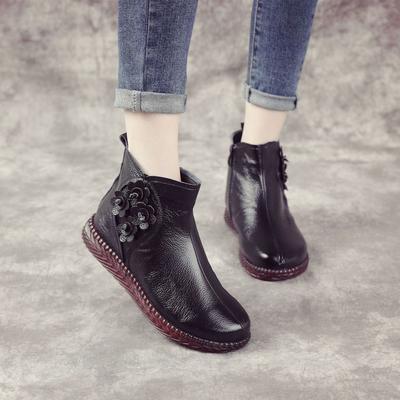 Распродажа верхней части из коровьей кожи с плоской подошвой, женские туфли, корейские повседневные кожаные короткие ботинки, мягкие, с плоской подошвой, нескользящие, для пожилых людей среднего возраста