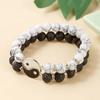 Natural Volcanic Lava Stone Tai Chi Yin Yang Couple Bracelets Women Men White Turquoises Round Beads Handmade Lovers Jewelry