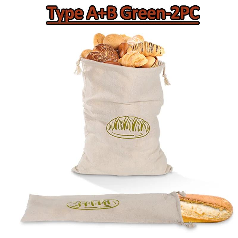 3 Styles Linen Bread Bags Reusable Drawstring Bag Homemade Artisan Bread Storage Food Bags Various Sets Bread Bags for Baguette
