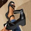 Outdoor Platform Wedges Sandals 2025 Summer Plus Size Women's Round Toe Casual Slippers for Daily Weave Sandals