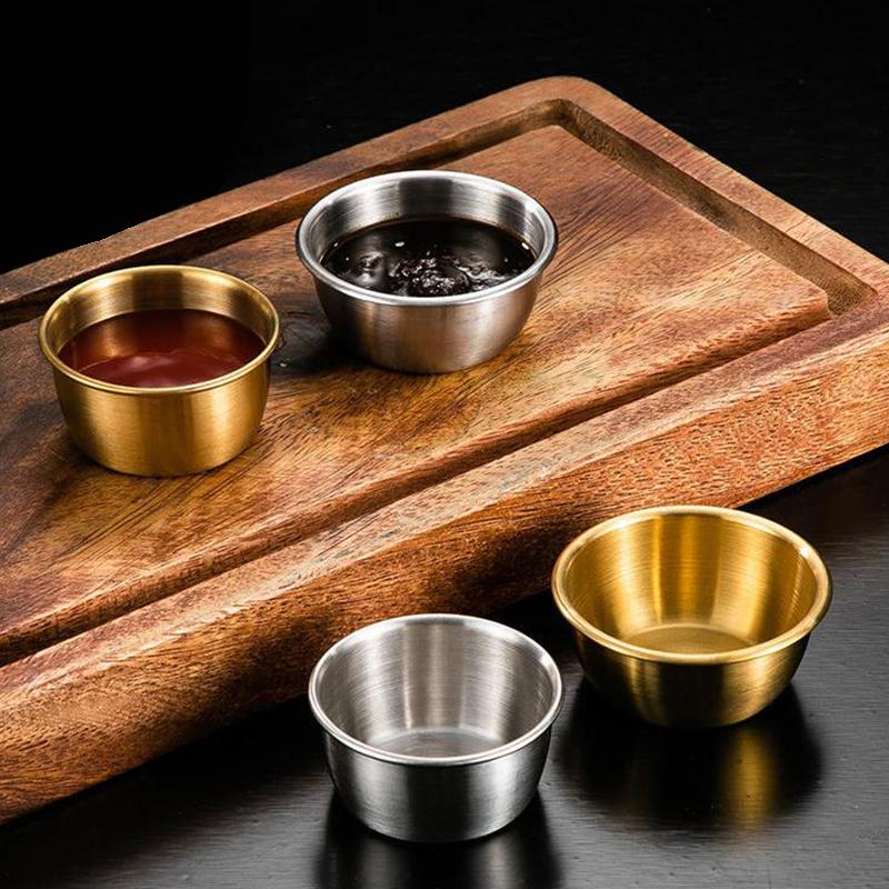 Небольшая тарелка для приправ из нержавеющей стали 304, кухонная чаша для соуса, миска для кетчупа, тарелки для закусок, суши, уксус, соевый соус, блюдце