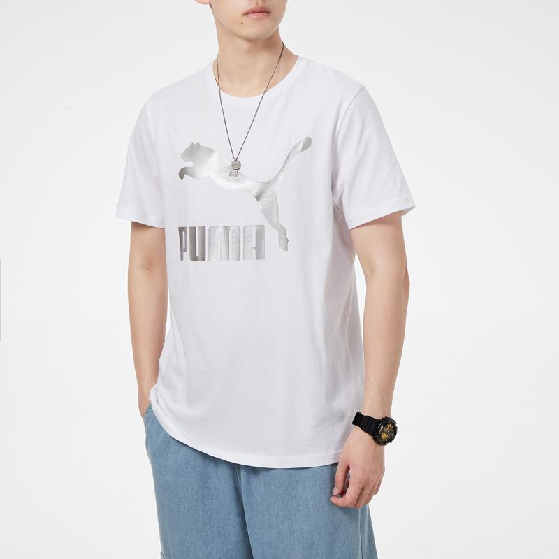 Puma Спортивная футболка с коротким рукавом и принтом логотипа для мужчин, белая 532280-52