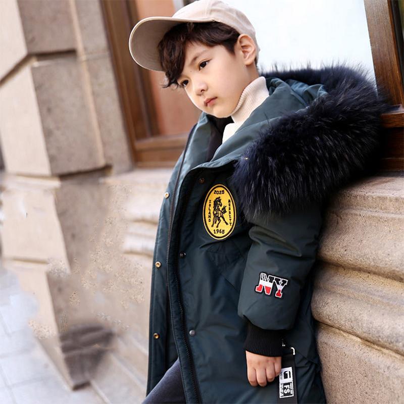 Детская хлопковая куртка для мальчика, зимнее пальто средней длины, бархатное утолщение