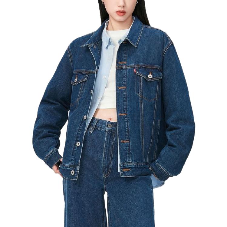 Джинсовая куртка Levis Solid Color Single Breasted с воротником, унисекс, синяя A8409-0000
