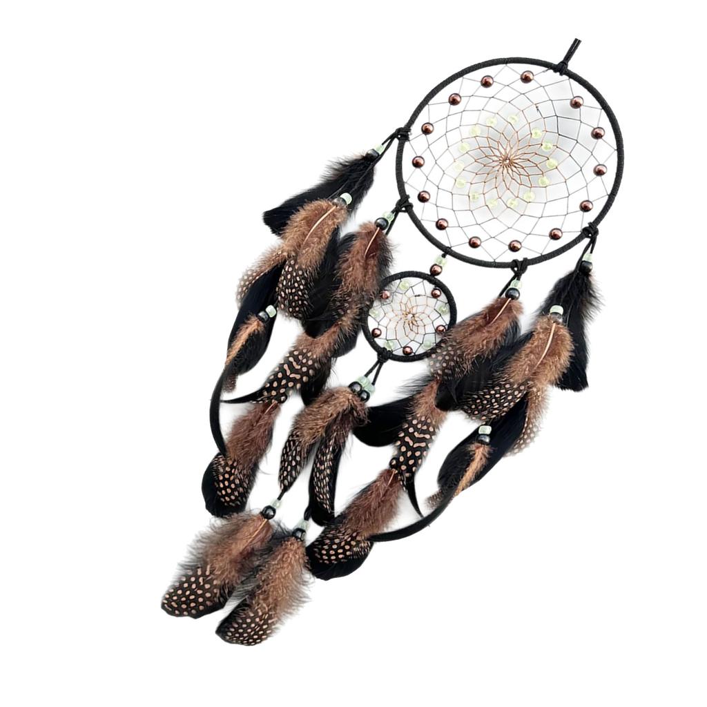 Glowing In Dark Dreamcatchers Wall Hanging Ornament with Feathered Tassels Wind Chimes for Bedroom and Nursery Decors